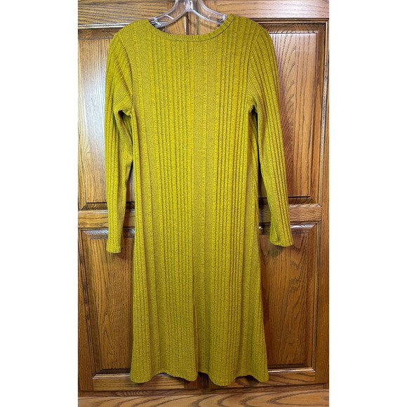 Vtg 90s/y2k Say Anything Sz M Knit Sweater Yellow Long Back Short Front - Picture 7 of 12